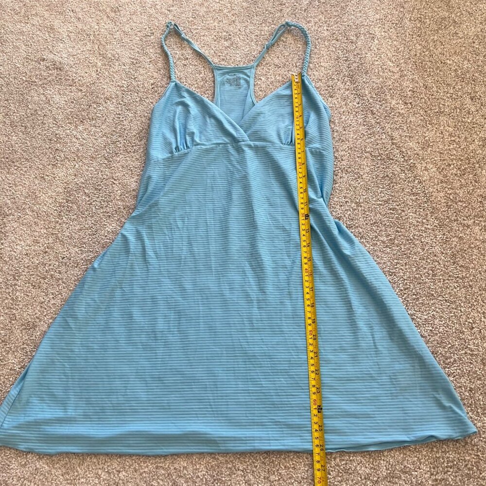 Aqua Light Blue Babydoll Halter Striped Sheer Mini Dress XL - Picture 6 of 8